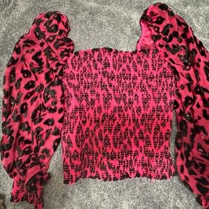 COOPER LEOPARD SMOCKED TOP / ALICE + OLIVIA